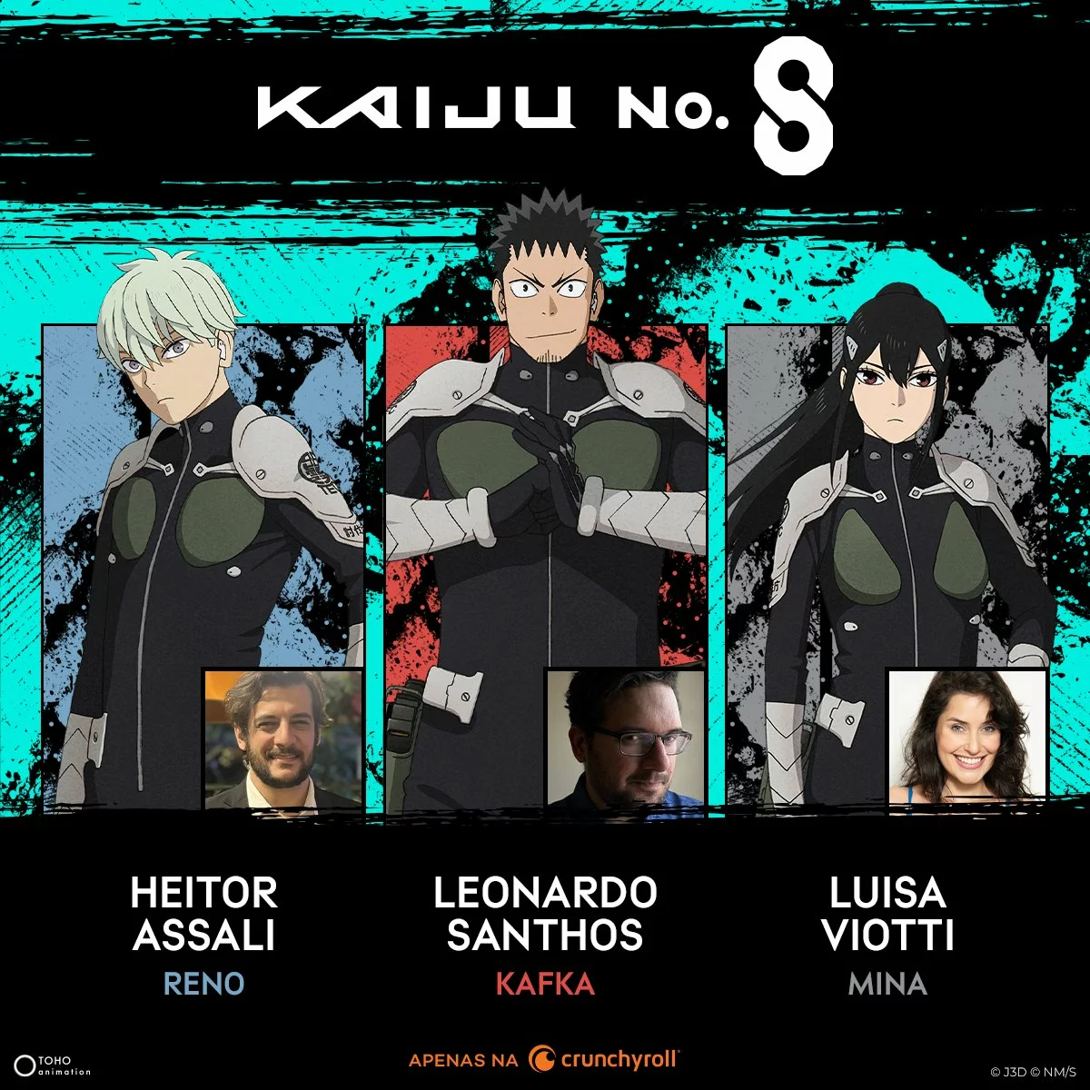 A Crunchyroll revelou que irá exibir episódios ao vivo da adaptação para série anime do mangá Kaiju No. 8 de Naoya Matsumoto.
