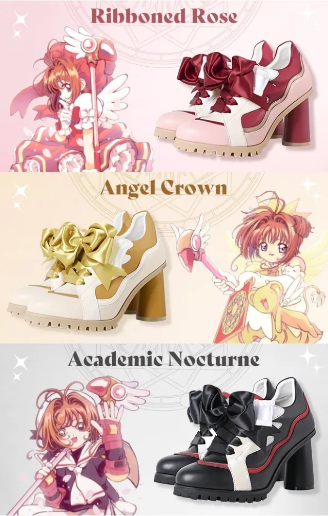 Sakura Kinomoto, a protagonista de Sakura Card Captors ganhou uma nova linha de calçados encantadores da loja de moda Mayla.